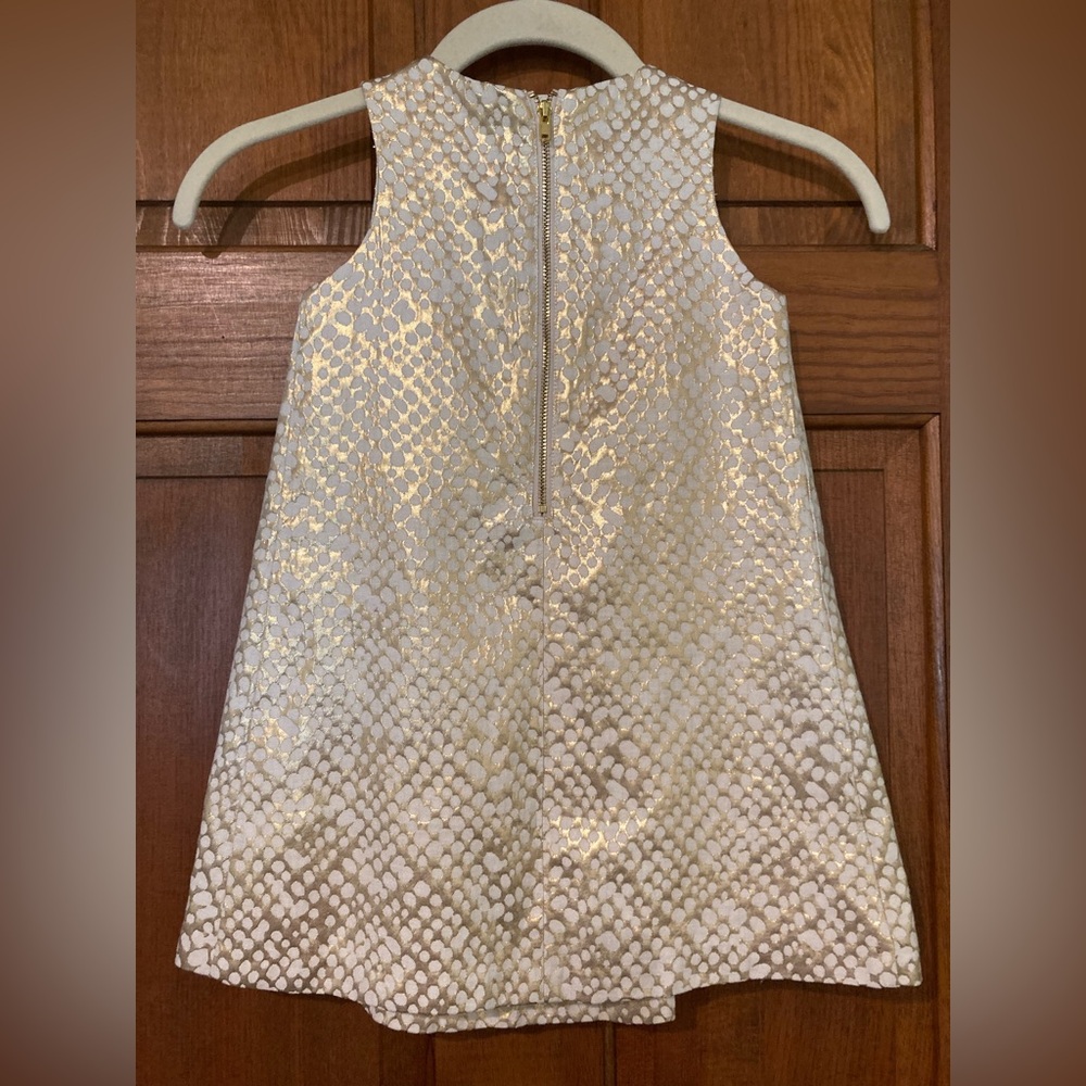 Metallic Gold Circle Dots Dress Girls 3-4 Formal Glam Resort Party - Picture 3 of 7